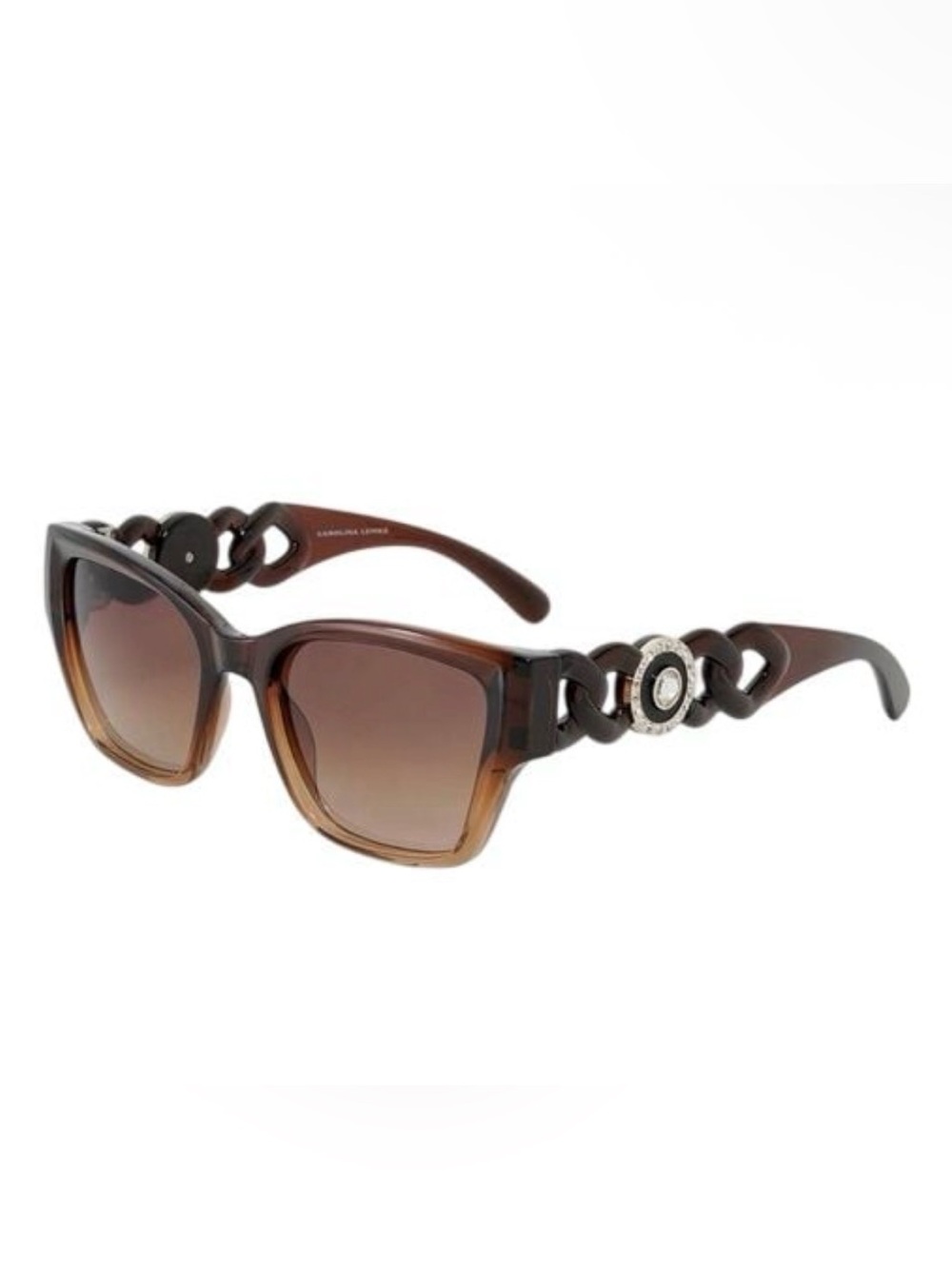 NEW Carolina Lemke Julia Brown Embellished Chain Sunglasses CL3329-02